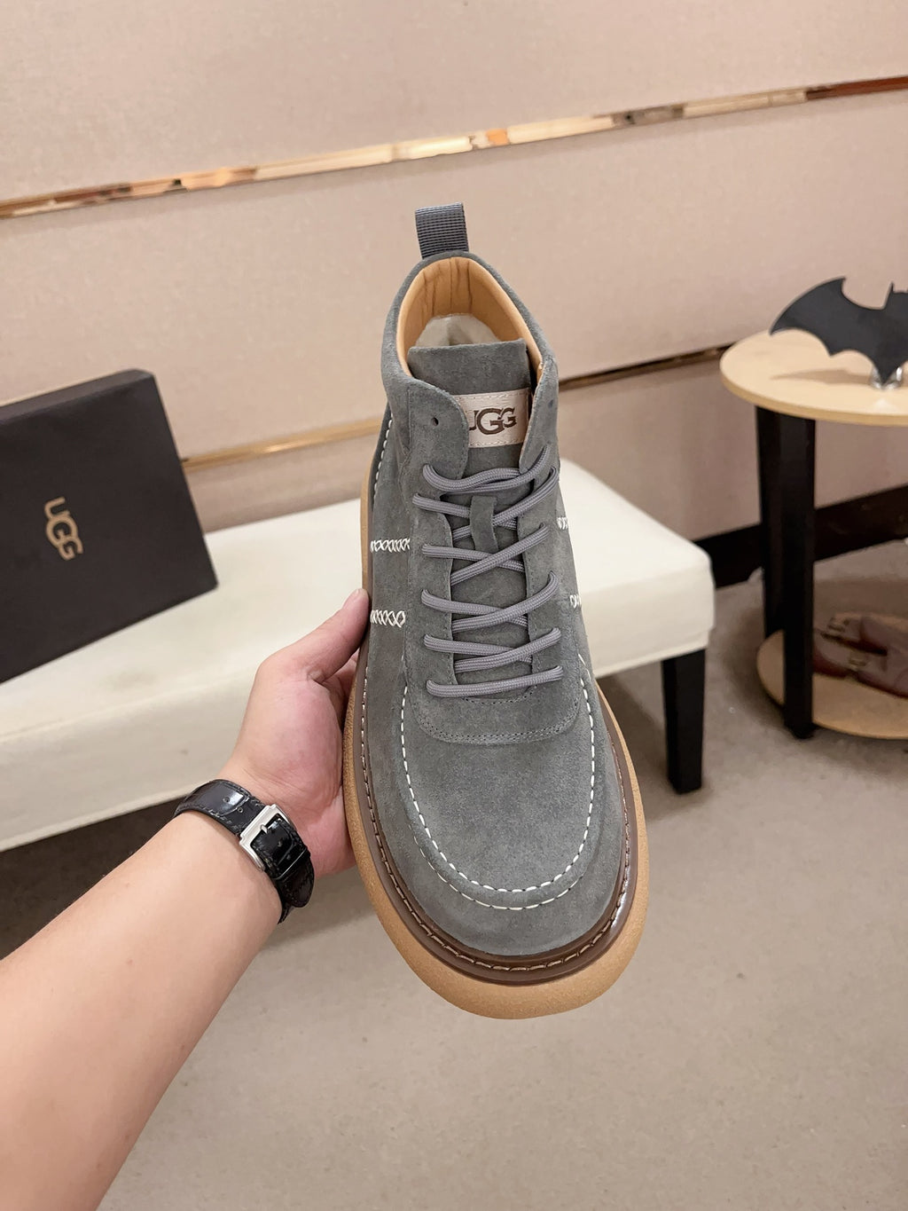 Men's Suede Mid-Top Hiking Sneaker Boots — Slate Blue