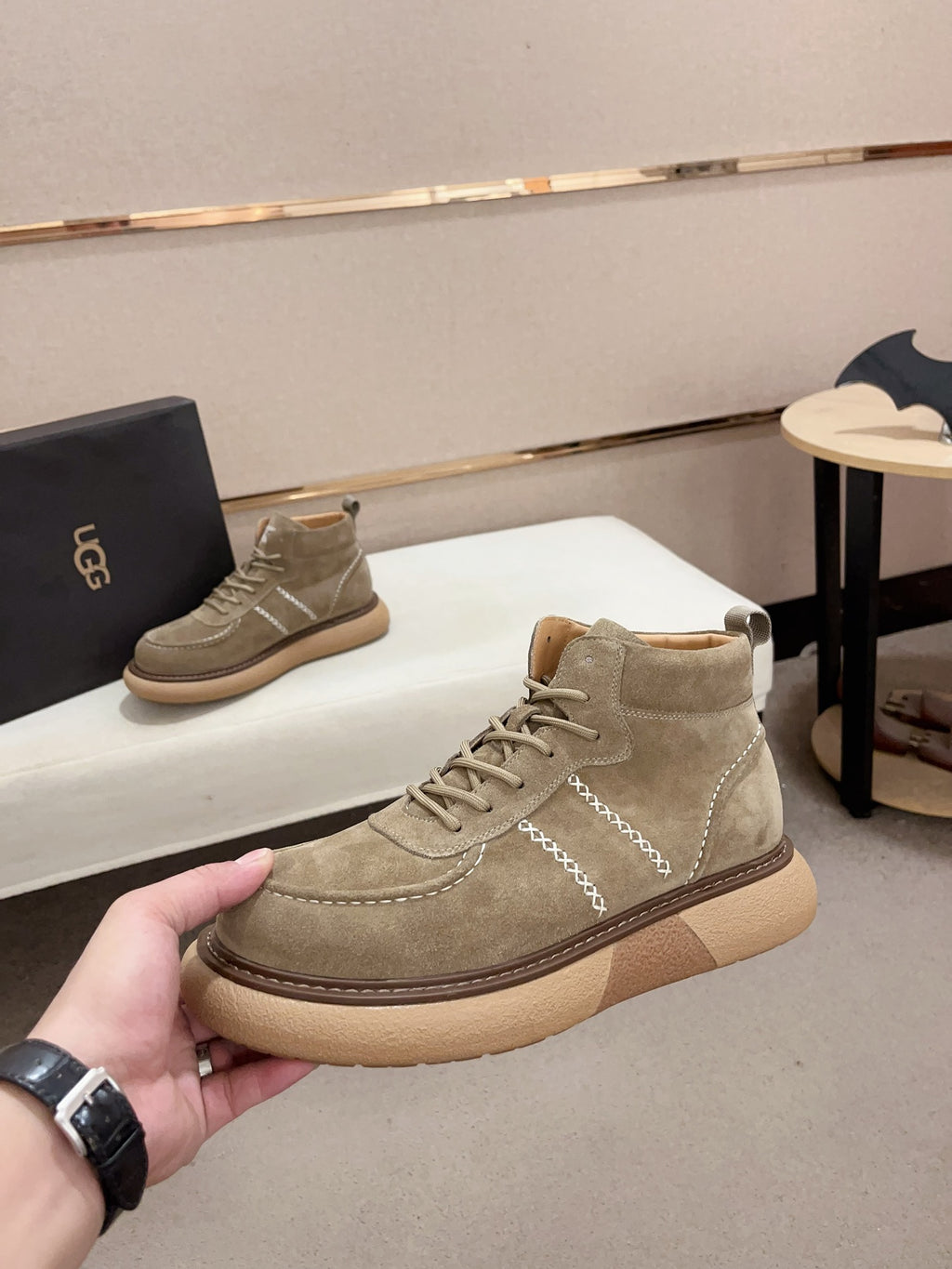 Men's Suede Mid-Top Hiking Sneaker Boots — Sage