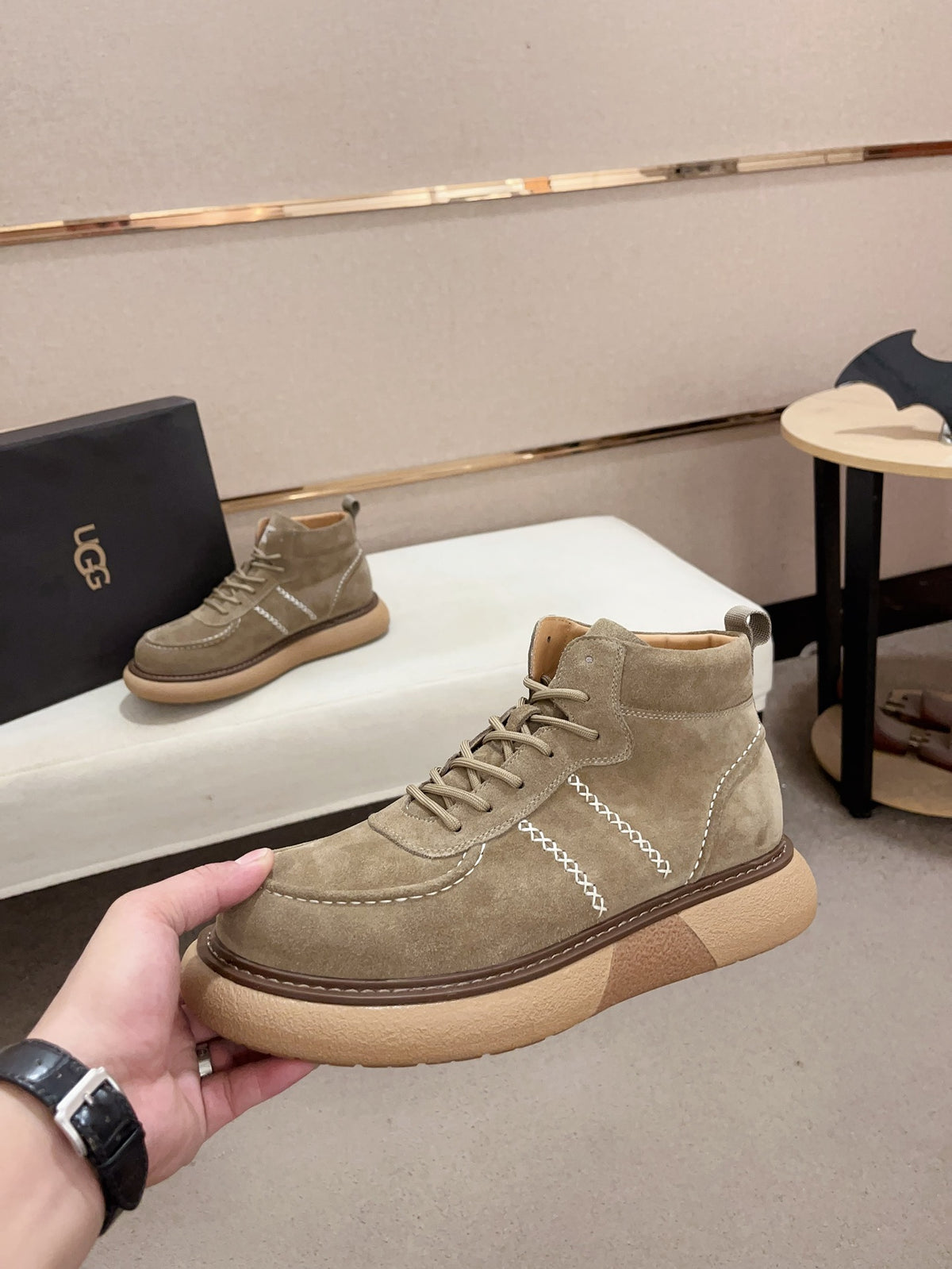 Men's Suede Mid-Top Hiking Sneaker Boots — Sage