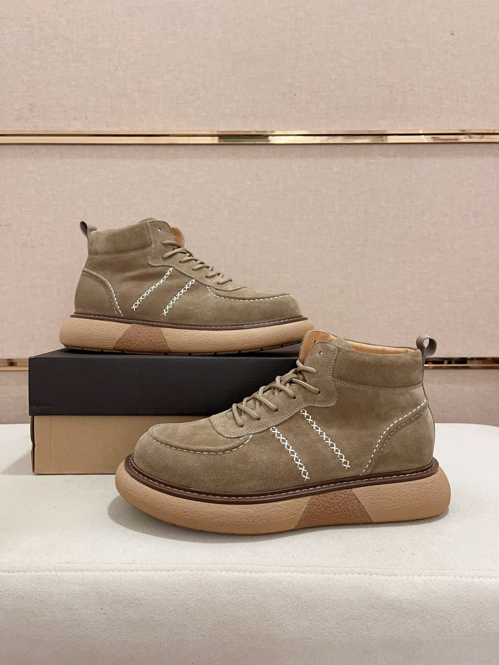 Men's Suede Mid-Top Hiking Sneaker Boots — Sage