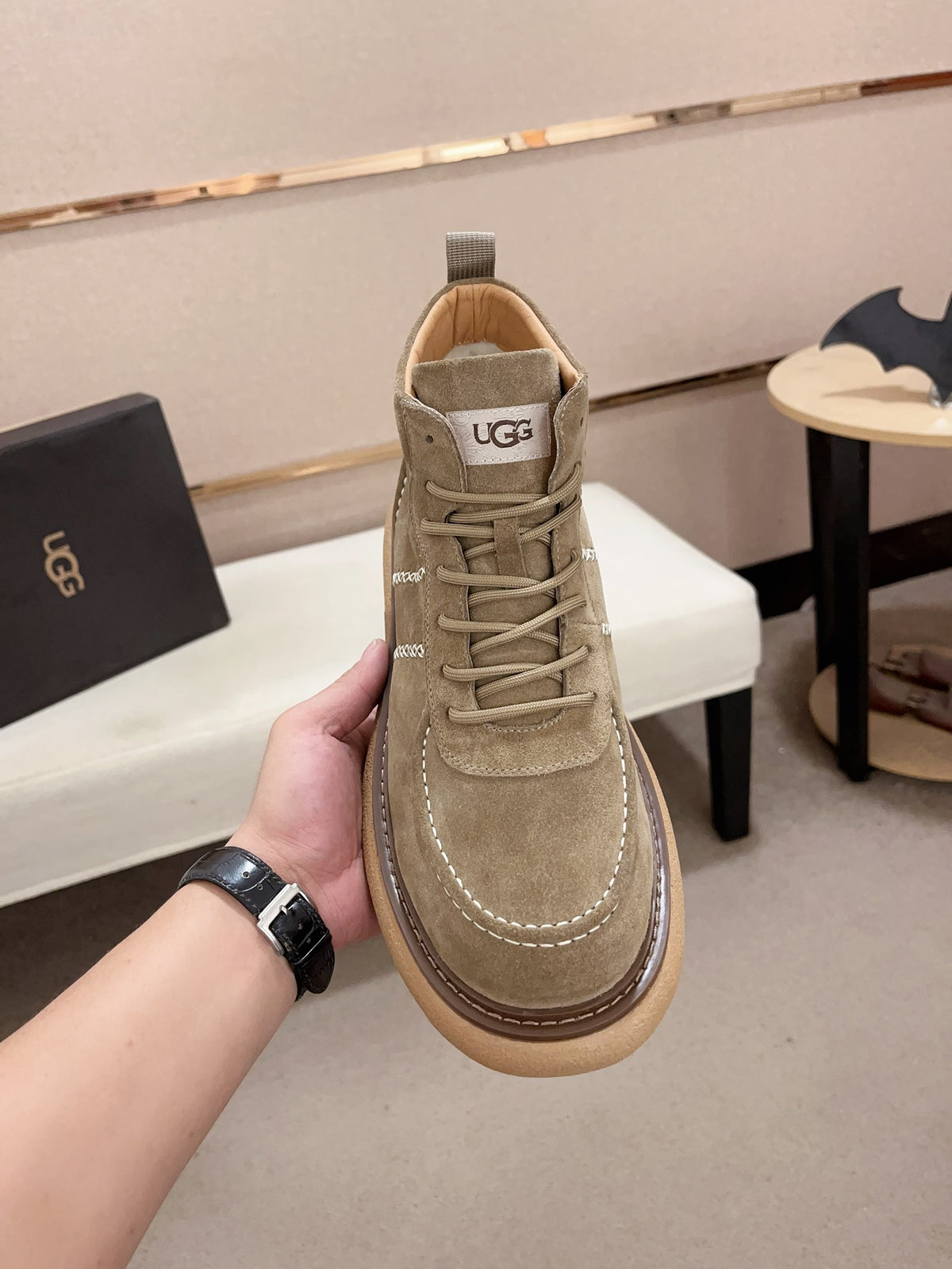 Men's Suede Mid-Top Hiking Sneaker Boots — Sage