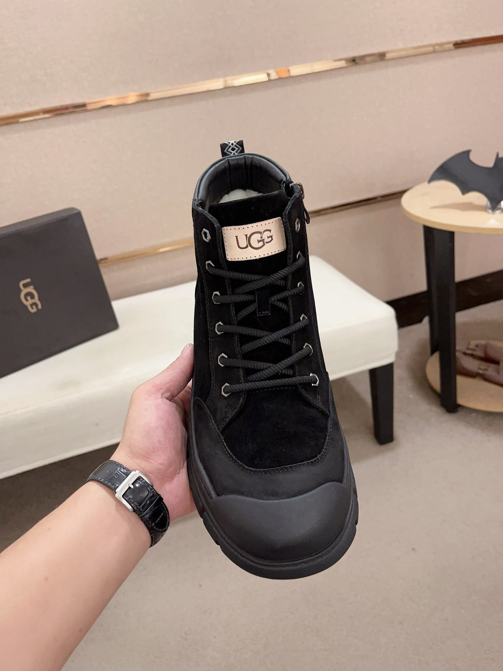 Men's Waterproof Lace-Up Leather Boots — Black