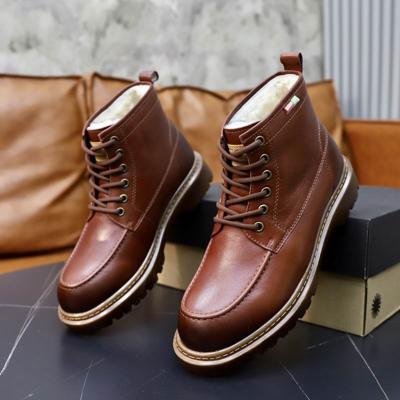 UGG Men's Brown Leather Shearling-Lined Ankle Boots