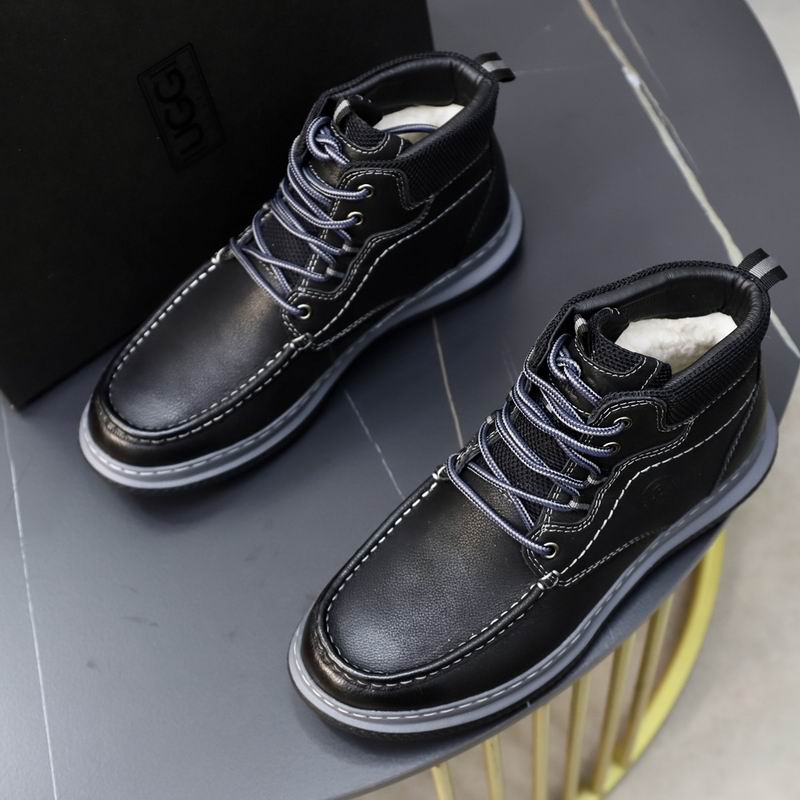 Men's Black Leather Mid-Top Sneaker Boots