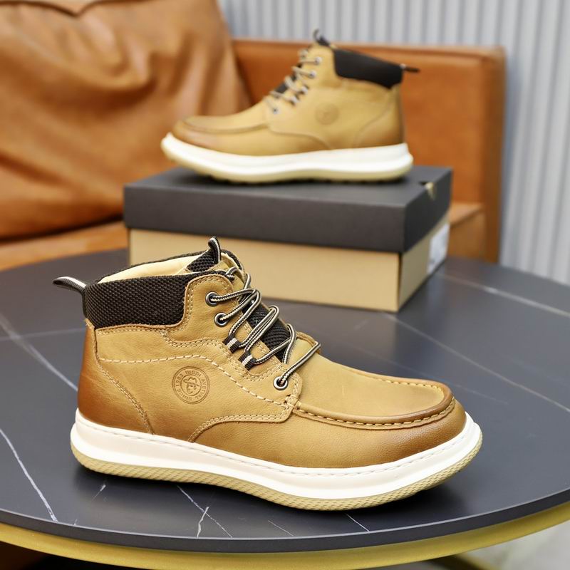 Men's Tan Leather Mid-Top Sneaker Boots