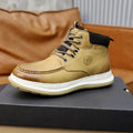 Men's Tan Leather Mid-Top Sneaker Boots