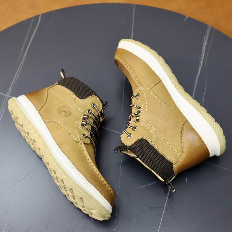 Men's Tan Leather Mid-Top Sneaker Boots