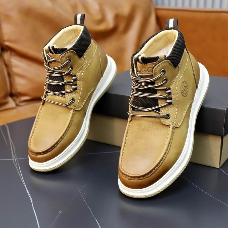 Men's Tan Leather Mid-Top Sneaker Boots