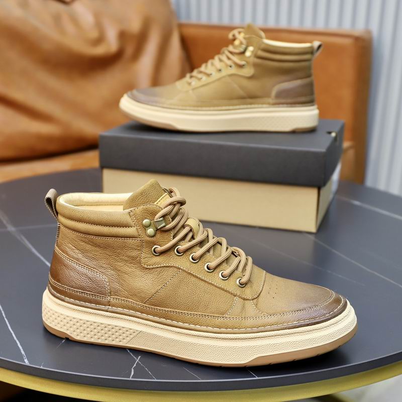 Men's Olive Leather High-Top Sneaker Boots