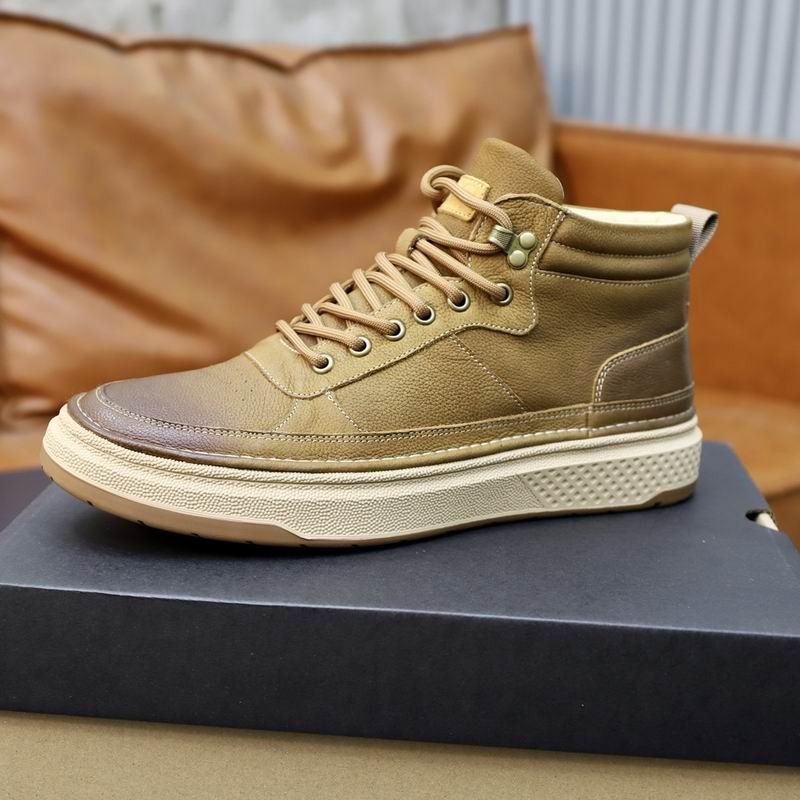 Men's Olive Leather High-Top Sneaker Boots