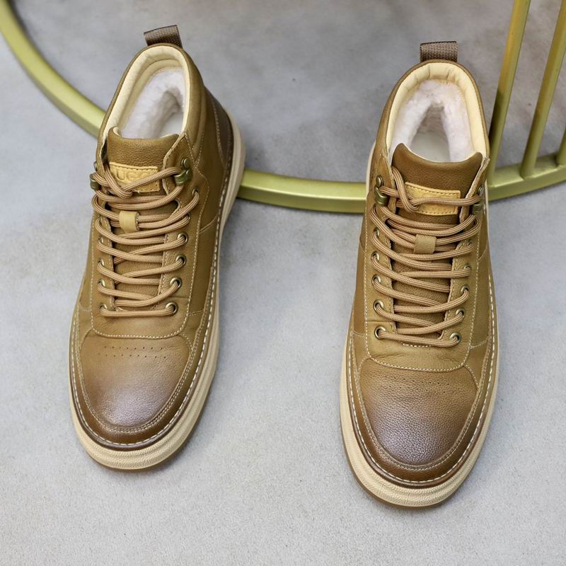 Men's Olive Leather High-Top Sneaker Boots