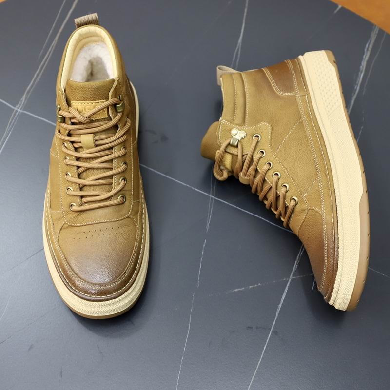 Men's Olive Leather High-Top Sneaker Boots