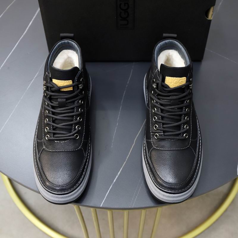 Men's Black Pebbled Leather High-Top Sneaker Boots