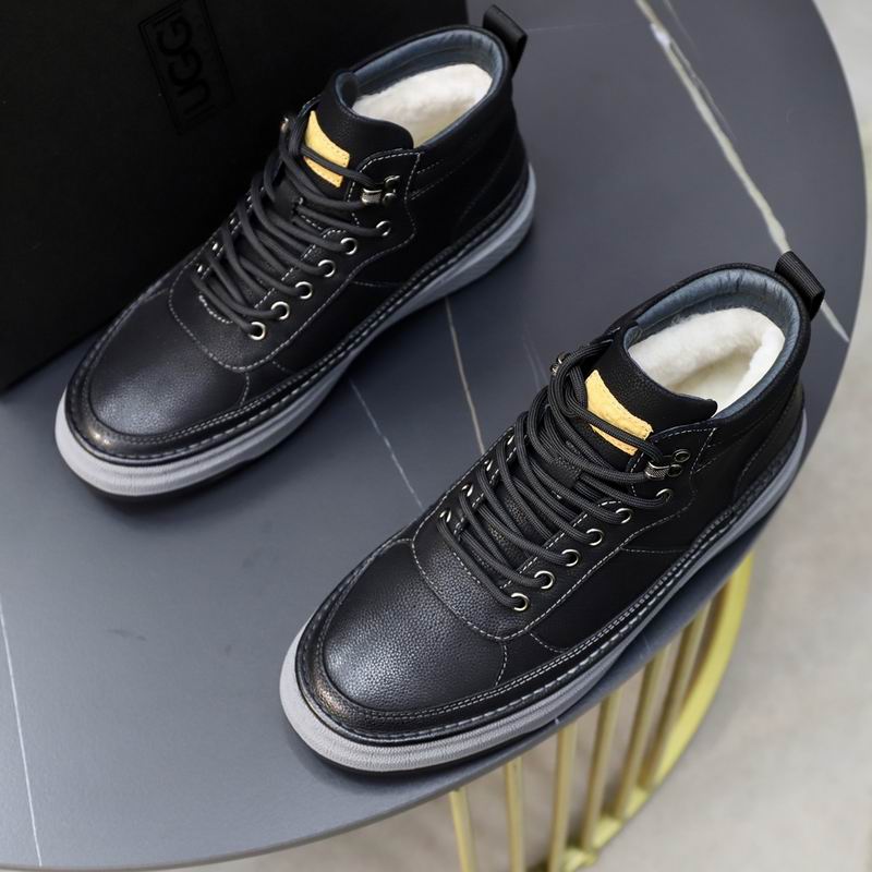 Men's Black Pebbled Leather High-Top Sneaker Boots