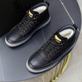 Men's Black Pebbled Leather High-Top Sneaker Boots