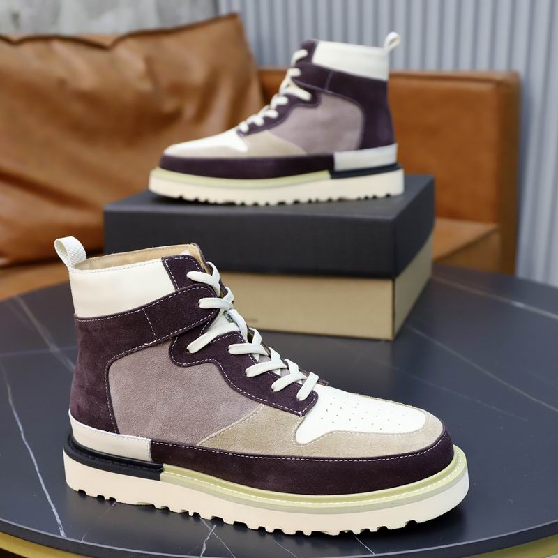 UGG Men's Cream, Burgundy & Taupe Tri-Color High-Top Sneaker Boots