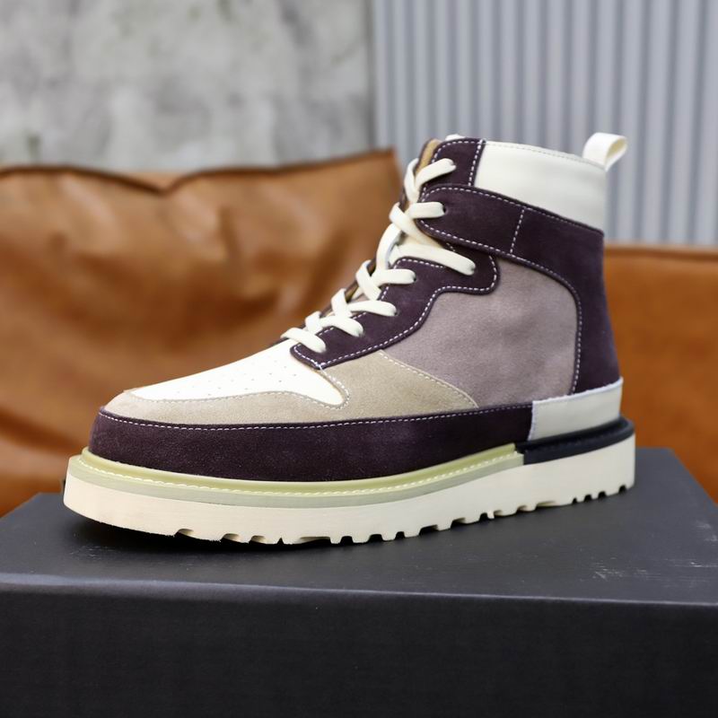 UGG Men's Cream, Burgundy & Taupe Tri-Color High-Top Sneaker Boots