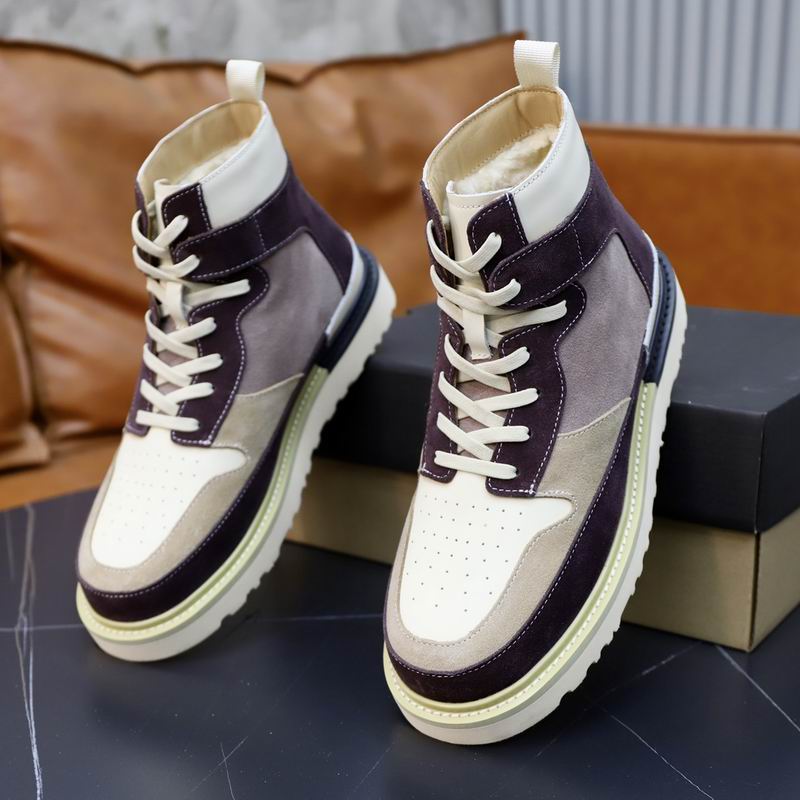 UGG Men's Cream, Burgundy & Taupe Tri-Color High-Top Sneaker Boots