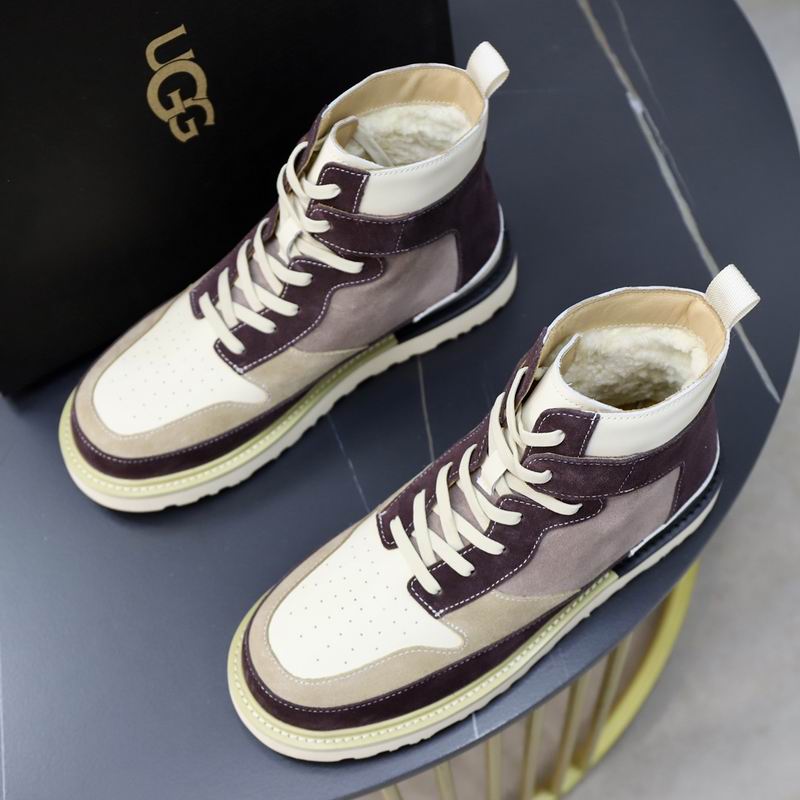 UGG Men's Cream, Burgundy & Taupe Tri-Color High-Top Sneaker Boots