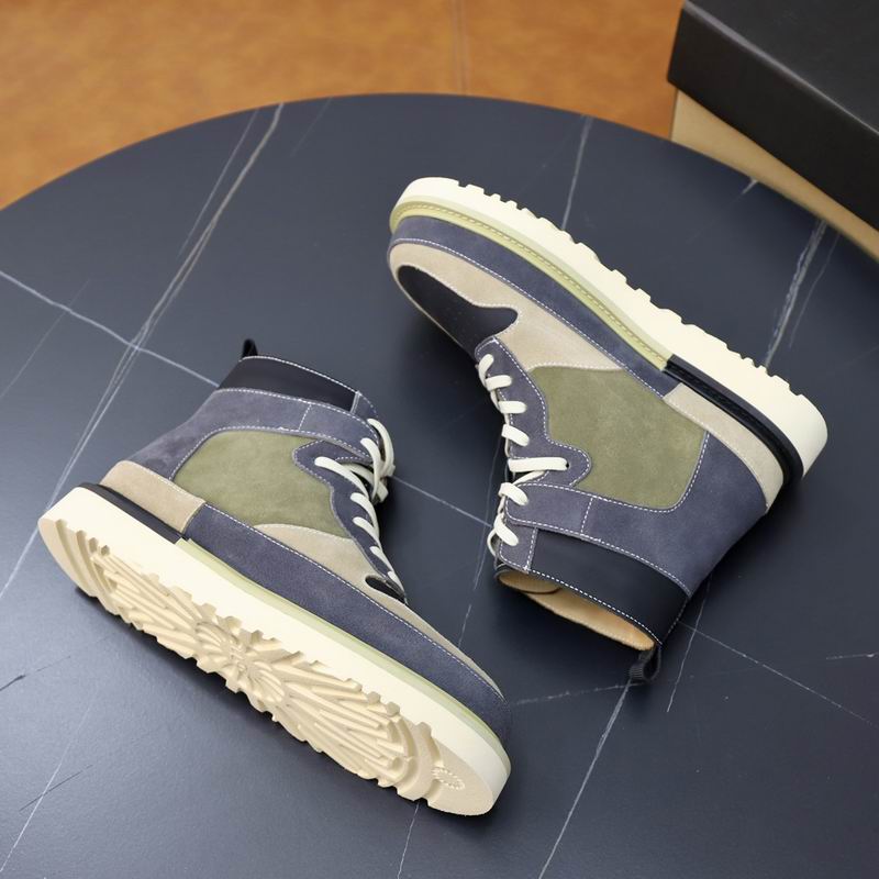 UGG Men's Navy, Olive & Beige Tri-Color High-Top Sneaker Boots — Shearling Lined