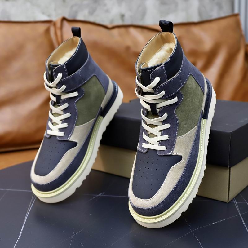UGG Men's Navy, Olive & Beige Tri-Color High-Top Sneaker Boots — Shearling Lined