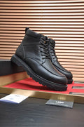 UGG Men's Black Pebbled Leather Shearling-Lined Work Boots