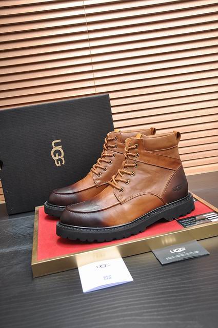UGG Men's Cognac Burnished Leather Shearling-Lined Work Boots