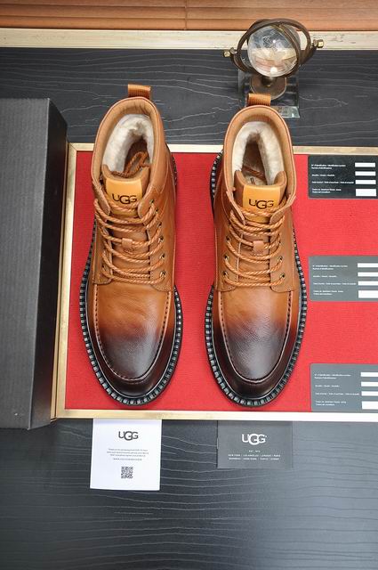 UGG Men's Cognac Burnished Leather Shearling-Lined Work Boots