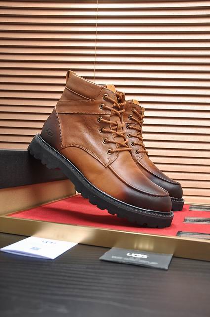 UGG Men's Cognac Burnished Leather Shearling-Lined Work Boots