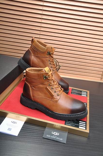 UGG Men's Wheat Leather Shearling-Lined Work Boots