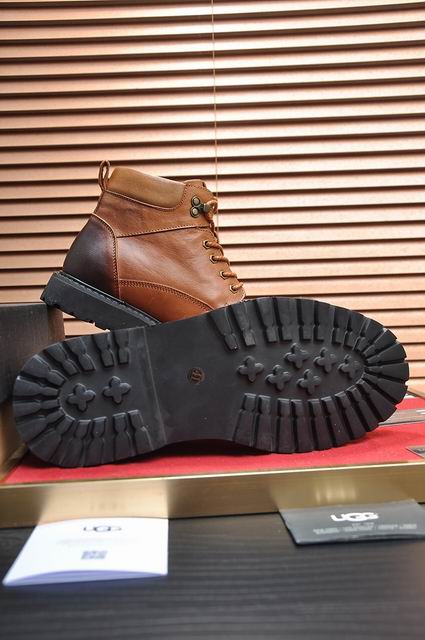 UGG Men's Wheat Leather Shearling-Lined Work Boots