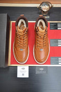 UGG Men's Tan Leather Shearling-Lined Ankle Boots