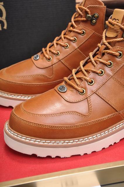 UGG Men's Tan Leather Shearling-Lined Ankle Boots