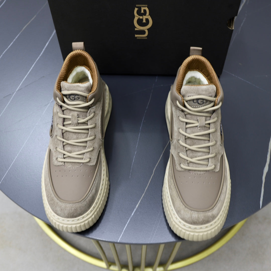 UGG Mixed-Material High-Top Sneaker — Taupe | EU 39–44