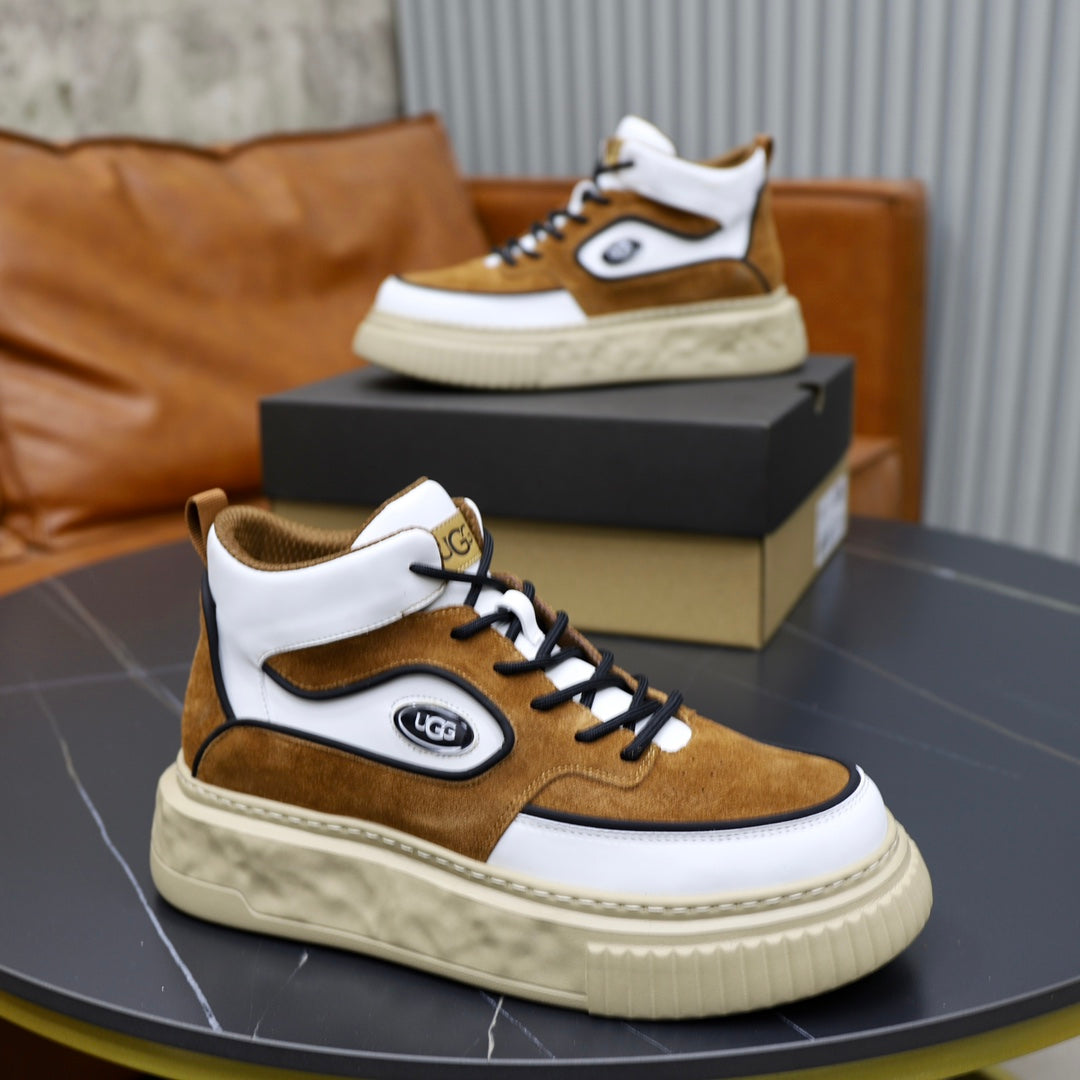 UGG Two-Tone High-Top Sneaker — Tan & White | EU 39–44