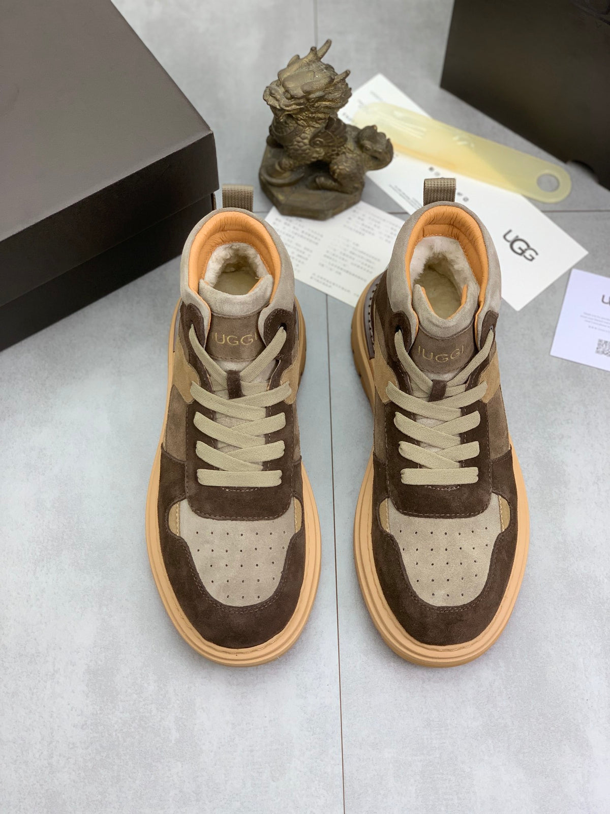 UGG Colorblock Lace-Up High-Top Sneaker — Espresso, Sand & Grey | EU 39–44