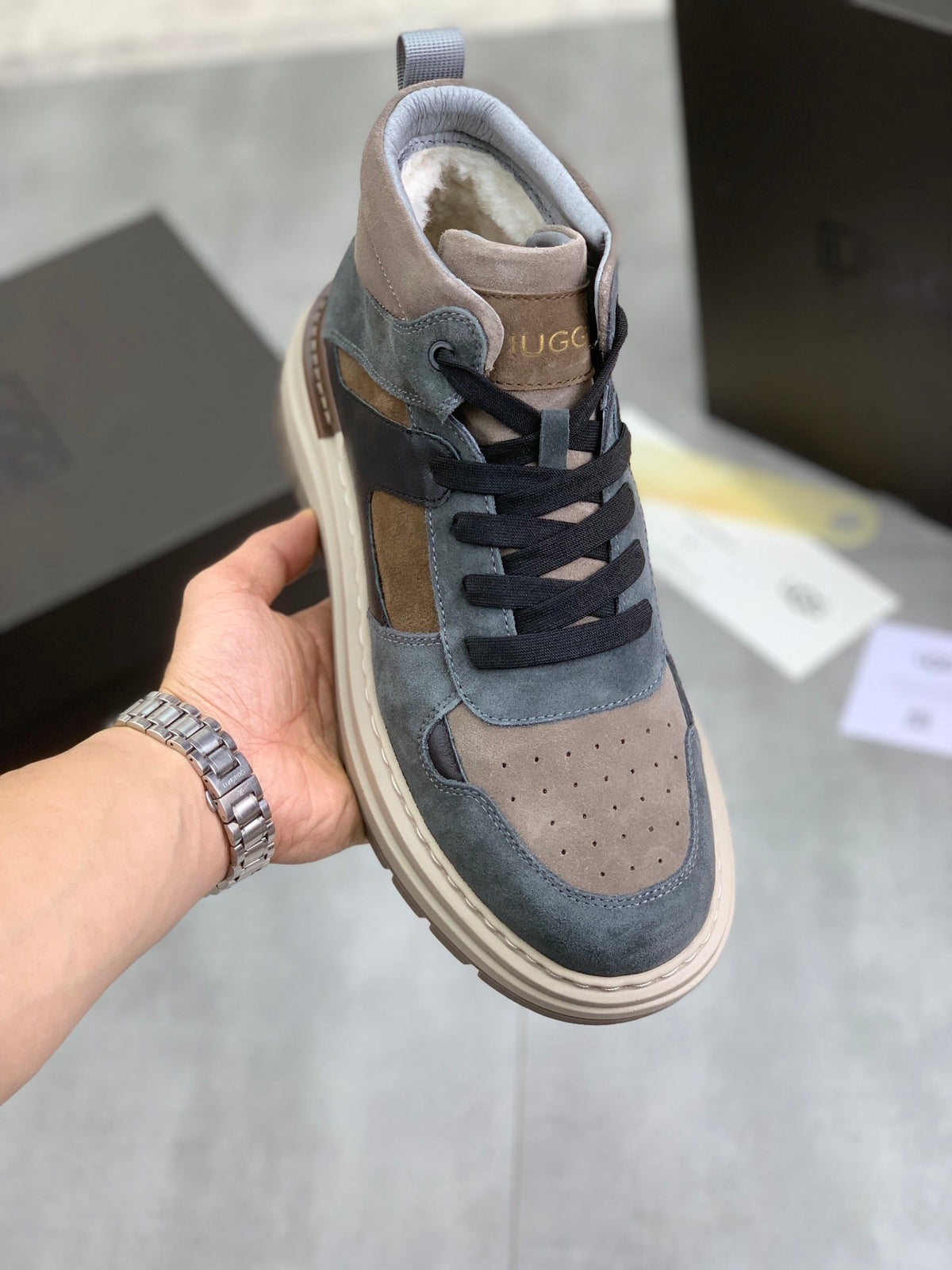 UGG Colorblock Lace-Up High-Top Sneaker — Slate, Taupe & Black | EU 39–44