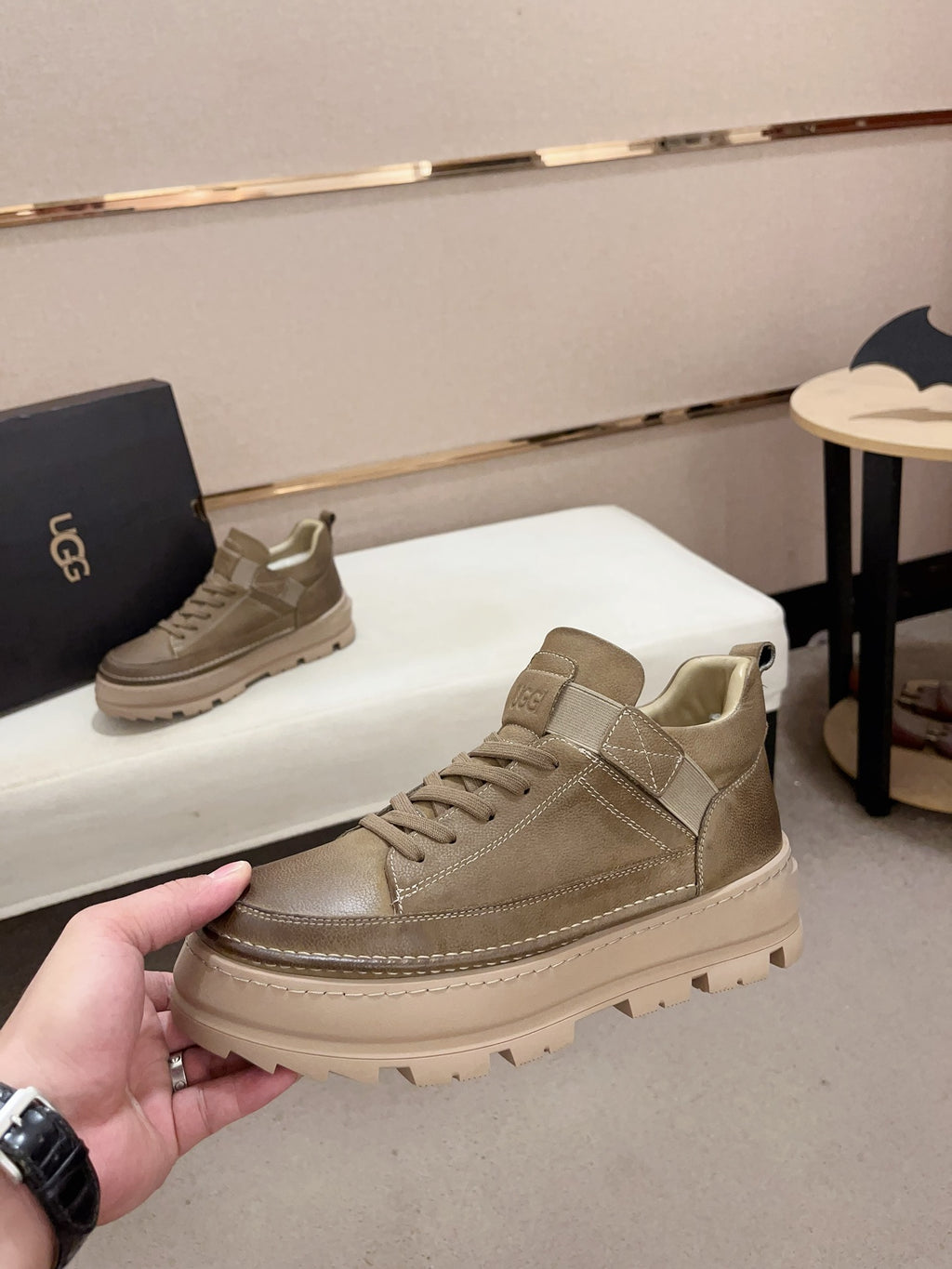 UGG Strap-Overlay Low-Top Sneaker — Taupe | EU 39–44