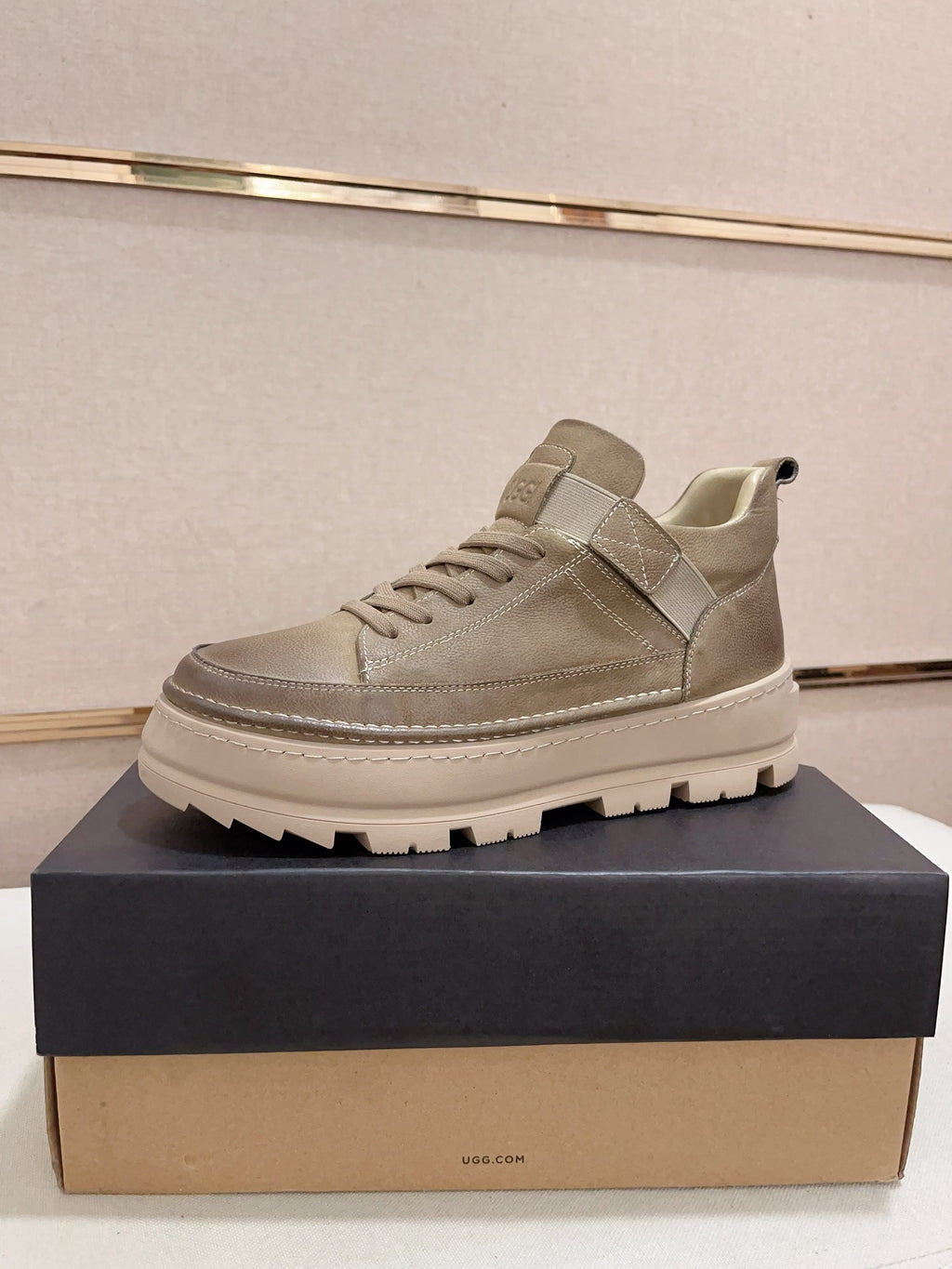 UGG Strap-Overlay Low-Top Sneaker — Taupe | EU 39–44