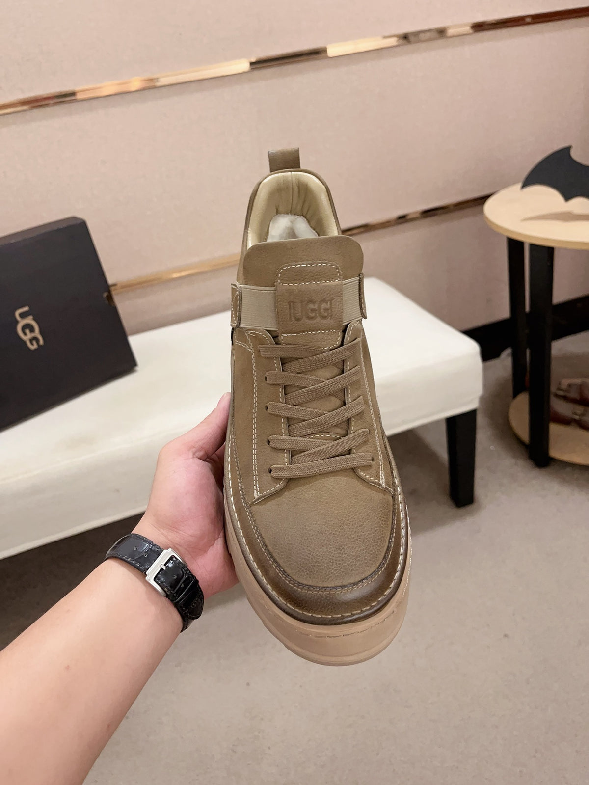 UGG Strap-Overlay Low-Top Sneaker — Taupe | EU 39–44