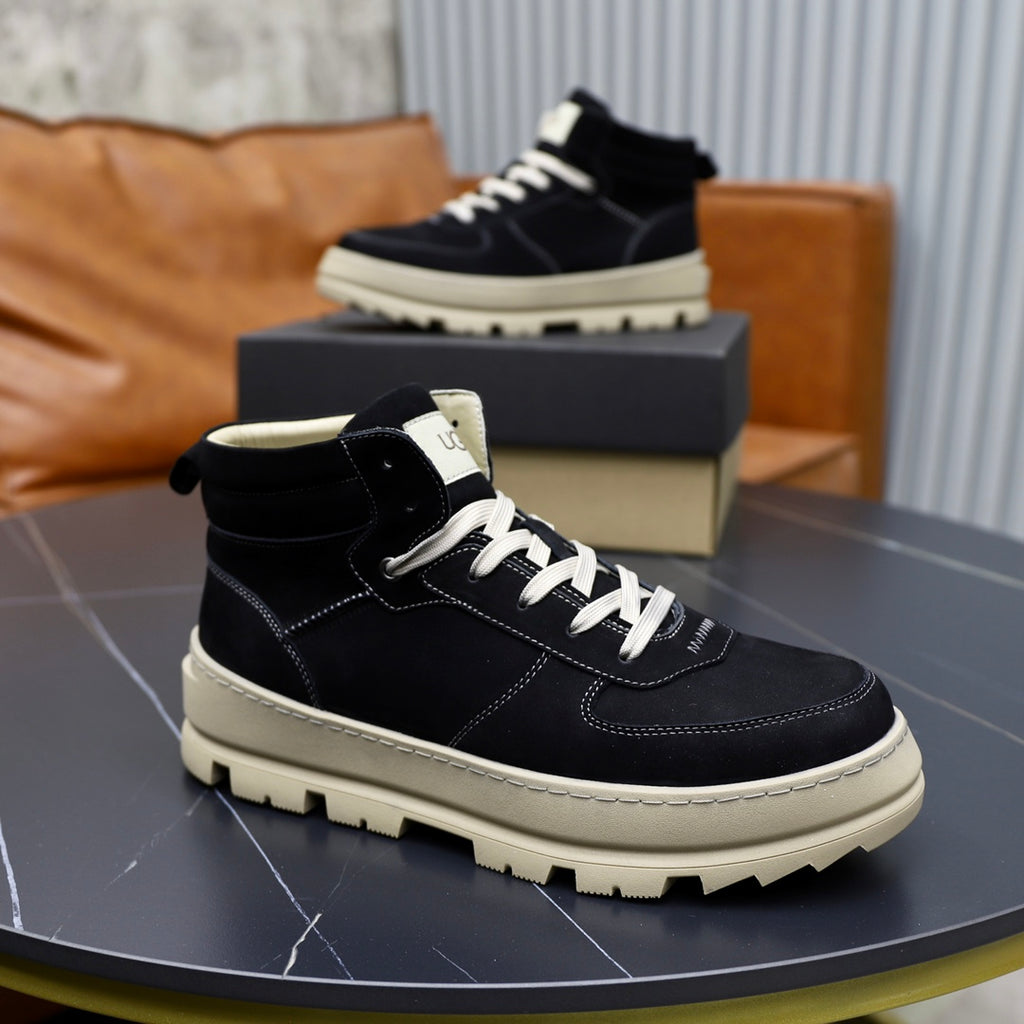 UGG Sherpa-Lined High-Top Sneaker — Onyx & Cream | EU 39–44