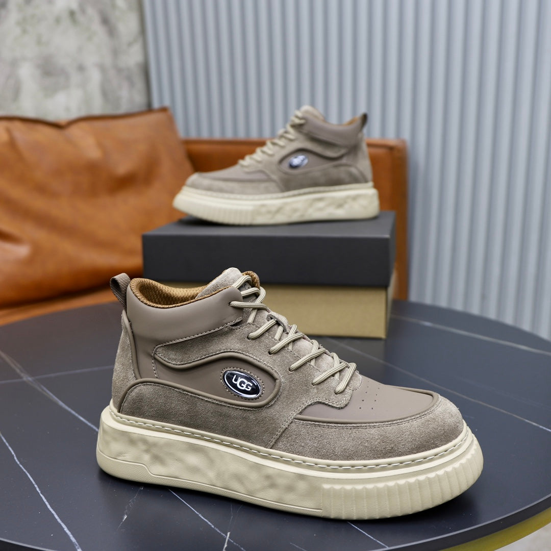 UGG Mixed-Material High-Top Sneaker — Taupe | EU 39–44